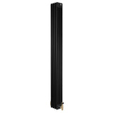 Traditional 4 Column Radiator & Valves - 1800 x 200mm -  Black