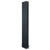Traditional 4 Column Radiator & Valves - 1800 x 290mm - Anthracite Grey