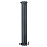 Traditional 4 Column Radiator & Valves - 1800 x 290mm - Anthracite Grey