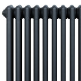 Traditional 4 Column Radiator & Valves - 1800 x 290mm - Anthracite Grey