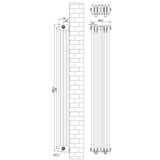 Traditional 4 Column Radiator & Valves - 1800 x 290mm - White