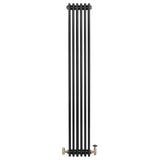 Traditional 4 Column Radiator & Valves - 1800 x 290mm - Black