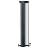 Traditional 4 Column Radiator & Valves - 1800 x 380mm - Anthracite Grey