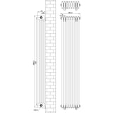 Traditional 4 Column Radiator & Valves - 1800 x 380mm - White