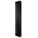 Traditional 4 Column Radiator & Valves - 1800 x 380mm - Black