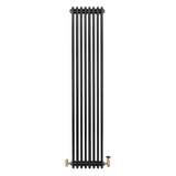 Traditional 4 Column Radiator & Valves - 1800 x 380mm - Black