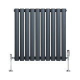 Oval Single Column Radiator & Valves – 600mm x 600mm – Anthracite Grey