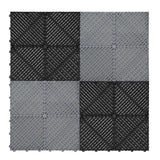 Vented Garage Floor Tiles With Edges – 120 Black & 120 Grey