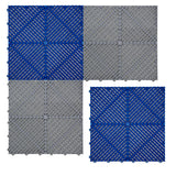 Vented Garage Floor Tiles With Edges – 120 Grey & 120 Blue