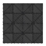 Hexagon LED Lights x 2 & Vented Garage Floor Tiles x 225 With Edges - Black