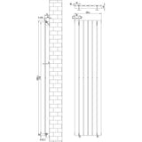 Flat Single Column Radiator - 1800 x 420mm - Anthracite Grey