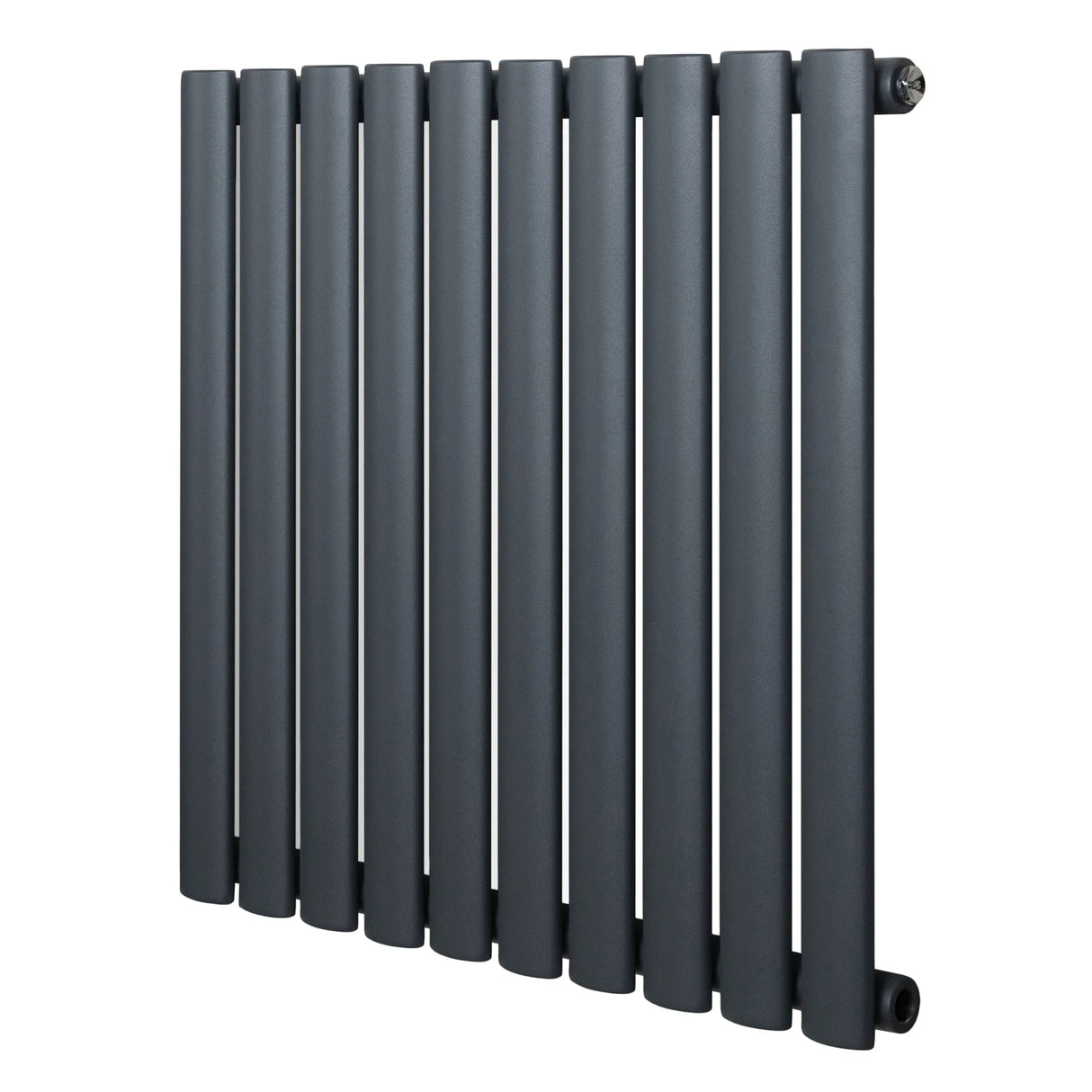 Oval Single Column Radiator - 600 x 600mm - Anthracite Grey