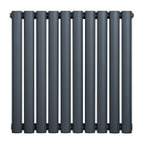 Oval Single Column Radiator - 600 x 600mm - Anthracite Grey