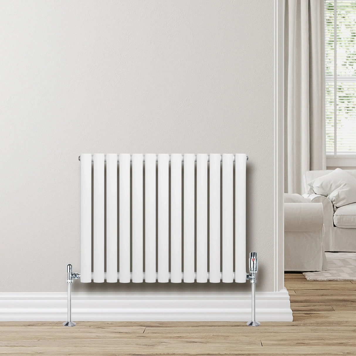 Oval Single Column Radiator - 600 x 780mm - White
