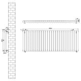 Oval Single Column Radiator - 600 x 1620mm - Anthracite Grey