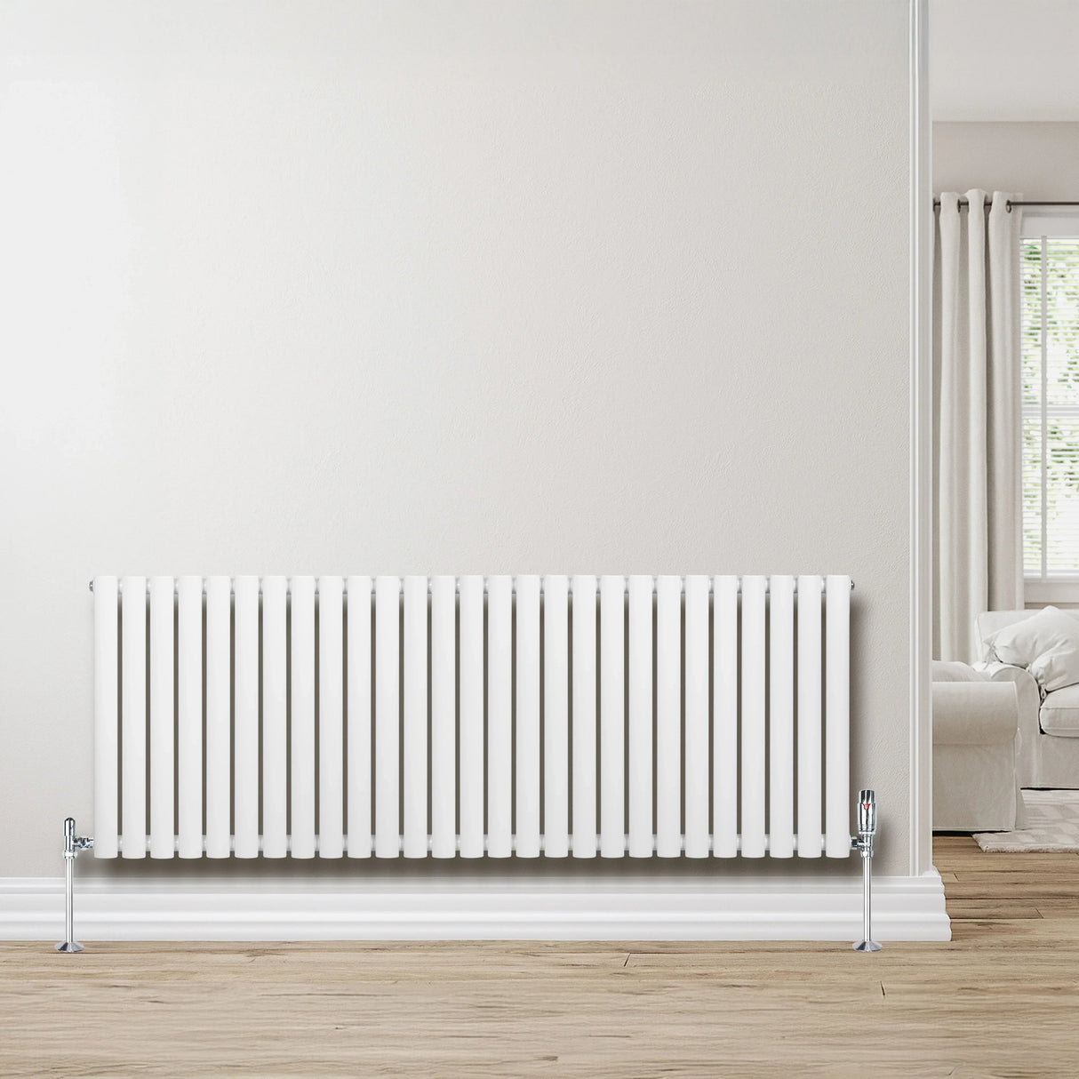 Oval Single Column Radiator - 600 x 1620mm - White