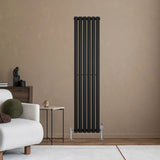 Oval Single Column Radiator - 1600 x 360mm - Black