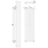 Oval Single Column Radiator - 1600 x 480mm - Anthracite Grey
