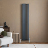 Oval Single Column Radiator - 1800 x 360mm - Anthracite Grey