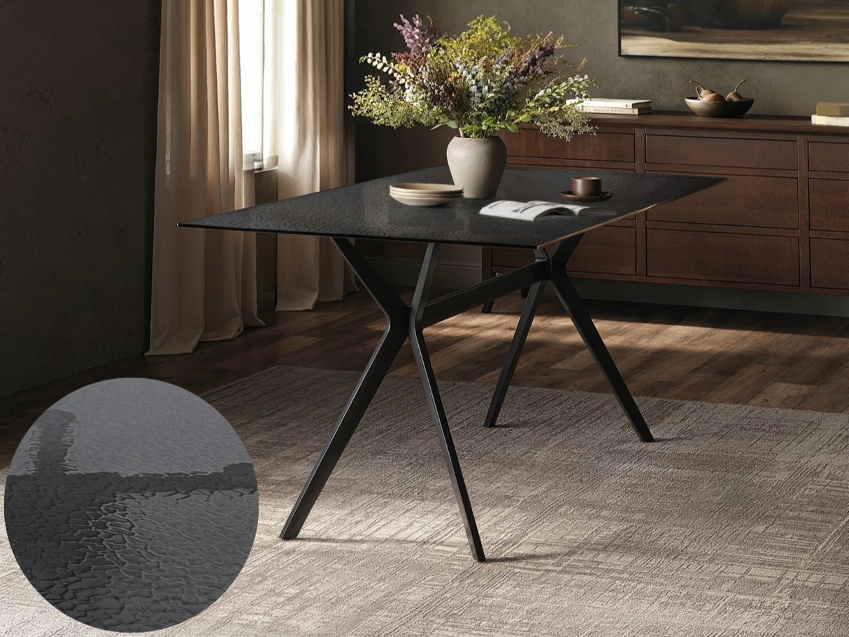 SOLACE+CO Emil Black Mottled Glass Rectangular Dining Table