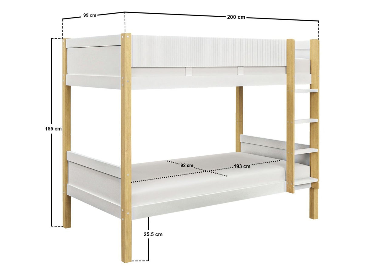 Flair Mateo Detachable Ribbed Bunk Bed Oak & White