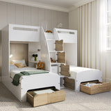 Flair Eddie Staircase Triple Bunk Bed with Storage White & Oak