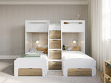 Flair Eddie Staircase Triple Bunk Bed with Storage White & Oak