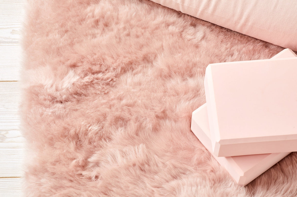 Soft pink shearling wellness mat