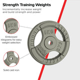 2x 5kg Cast Iron Weight Plates - 1" Standard Tri Grip