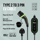 Type 2 to 3 Pin Charging Cable – V4