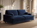 SOLACE+CO Addison 3 Seater Blue Velvet Sofa