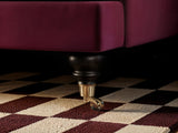 SOLACE+CO Addison 3 Seater Sofa with Caster Legs Burgundy Velvet