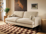 SOLACE+CO Addison 3 Seater Sofa with Caster Legs Beige Velvet