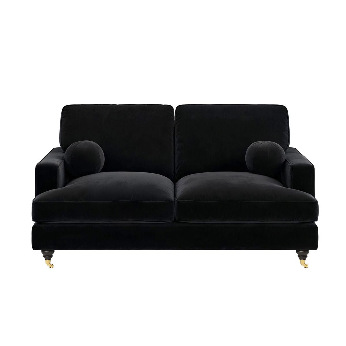 SOLACE+CO Addison 2 Seater Sofa with Caster Legs Black Velvet