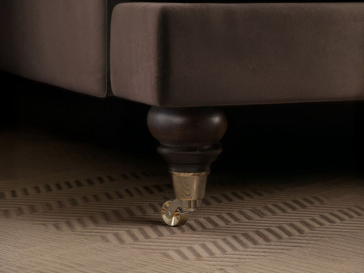 SOLACE+CO Addison 2 Seater with Caster Legs Mocha Velvet Sofa
