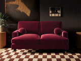 SOLACE+CO Addison 2 Seater Sofa with Caster Legs Burgundy Velvet