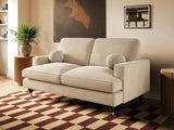 SOLACE+CO Addison 2 Seater Sofa with Caster Legs Beige Velvet