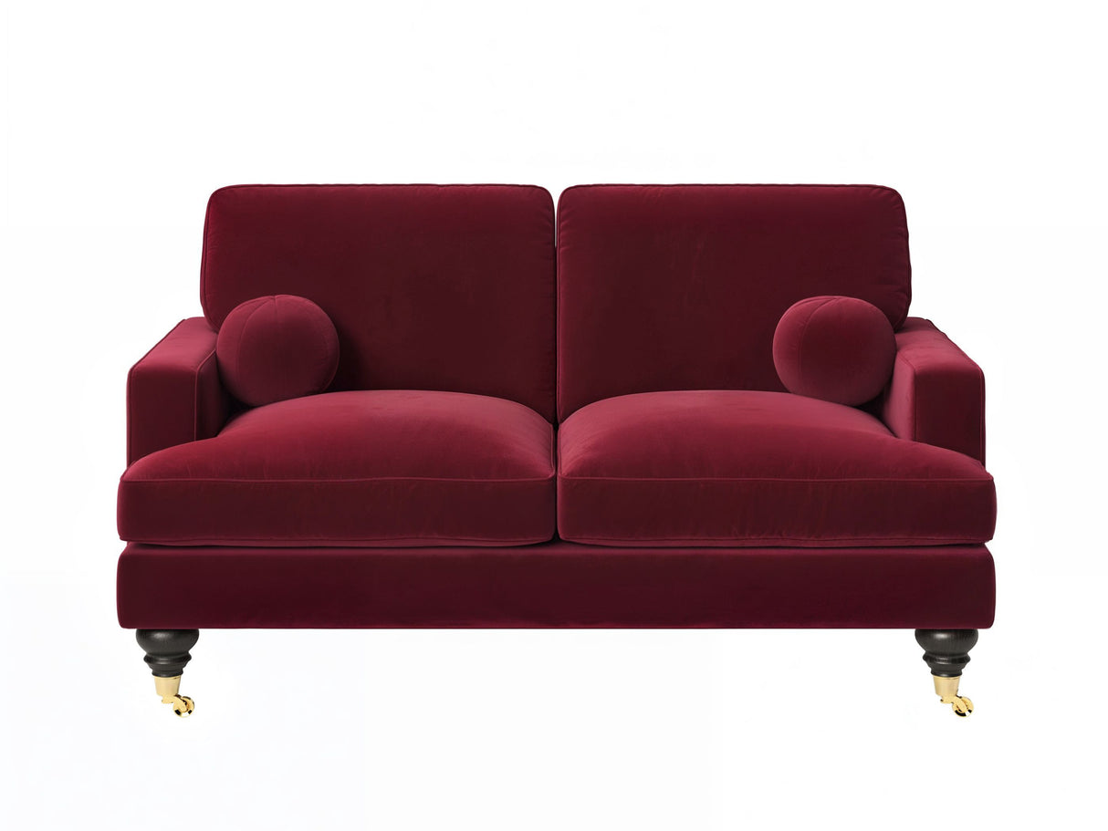 SOLACE+CO Addison 2 Seater Sofa with Caster Legs Burgundy Velvet