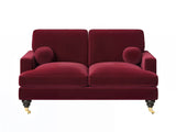 SOLACE+CO Addison 2 Seater Sofa with Caster Legs Burgundy Velvet