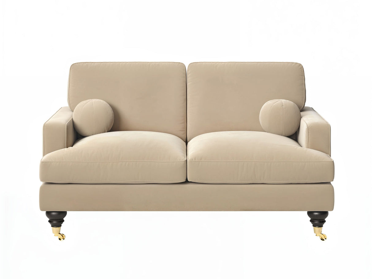 SOLACE+CO Addison 2 Seater Sofa with Caster Legs Beige Velvet