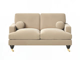 SOLACE+CO Addison 2 Seater Sofa with Caster Legs Beige Velvet