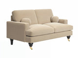 SOLACE+CO Addison 2 Seater Sofa with Caster Legs Beige Velvet