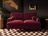 SOLACE+CO Addison 2 Seater Sofa with Caster Legs Burgundy Velvet