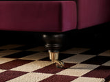 SOLACE+CO Addison 2 Seater Sofa with Caster Legs Burgundy Velvet