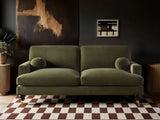 SOLACE+CO Addison 3 Seater Sofa with Caster Legs Khaki Green Velvet