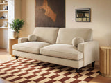 SOLACE+CO Addison 3 Seater Sofa with Caster Legs Beige Velvet