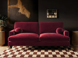 SOLACE+CO Addison 3 Seater Sofa with Caster Legs Burgundy Velvet