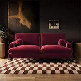 SOLACE+CO Addison 3 Seater Sofa with Caster Legs Burgundy Velvet