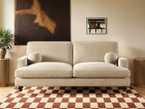 SOLACE+CO Addison 3 Seater Sofa with Caster Legs Beige Velvet