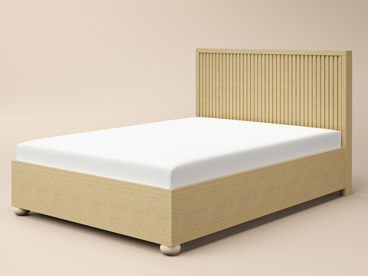 SOLACE+CO Theo Ribbed Ottoman Bed Light Wood-Kingsize